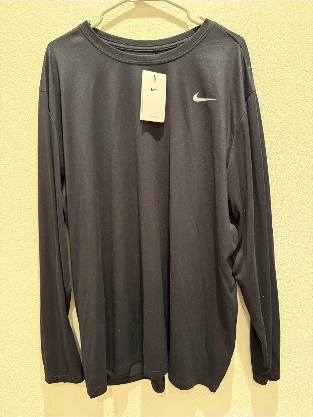 Nike Long-Sleeve Crew Shirt - Black with White Swoosh